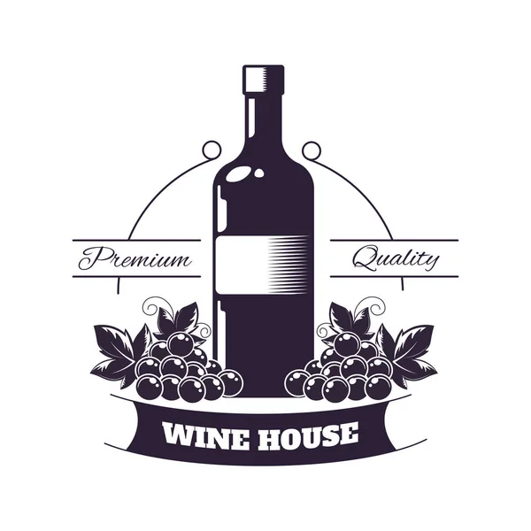 Premium Wine Club Isolerade Monokrom Emblem Platt Vektorillustration Vit Bakgrund — Stock vektor