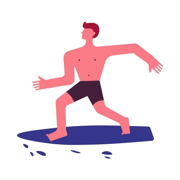Mann Surft Auf See Oder Meereswellen Oder Junge Auf Surfbrett — Stockvektor
