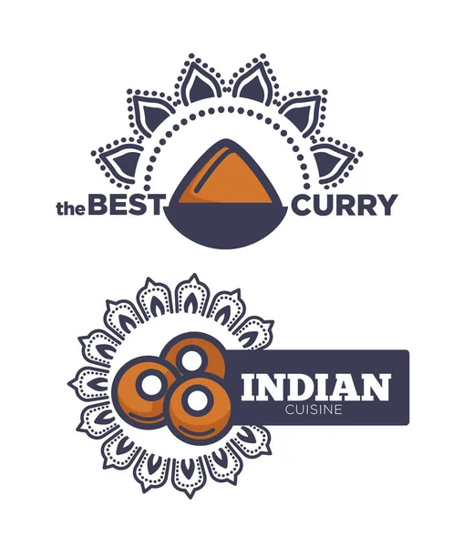 Beste Poster Door Curry Indiase Keuken Met Saus Vector Specerijen — Stockvector