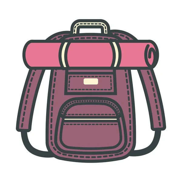 Rucksack Backpack Designed Traveling People Isolated Icon Vector Satchel Children — Stock Vector