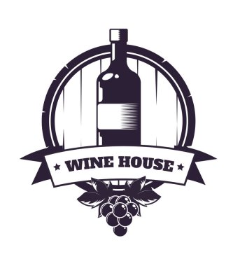 Premium şarap kulübü tek renkli amblem 