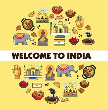 Hint kültürüne promo poster ulusal sembolleri ile