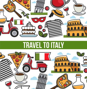 İtalyan semboller ve metin örnek başlık blok poster