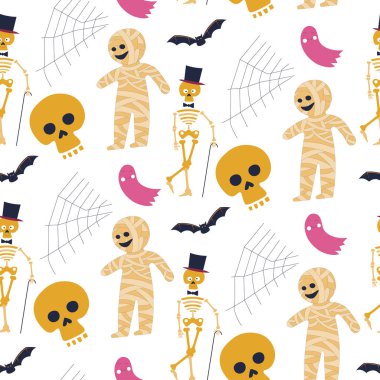 Cadılar Bayramı renkli Seamless Modeli 