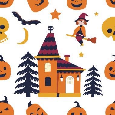 Cadılar Bayramı renkli Seamless Modeli 