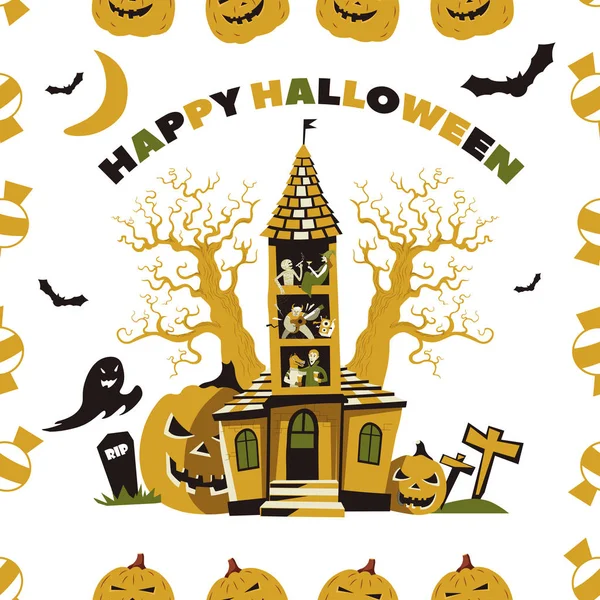 Affiche Halloween Sur Fond Blanc — Image vectorielle
