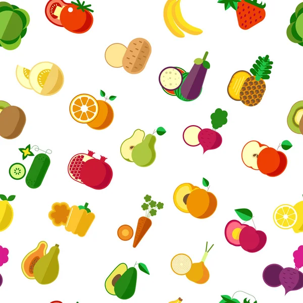 Alimentos Vegetarianos Orgânicos Legumes Frutas Sem Costura Padrão —  Vetores de Stock