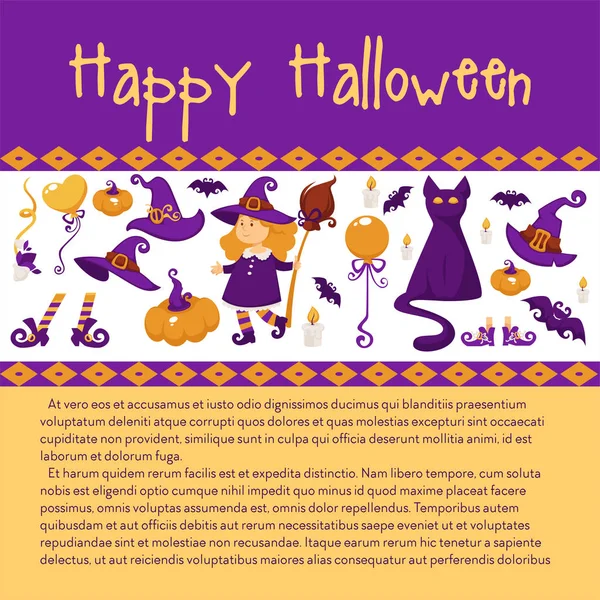 Halloween Banner Met Pictogrammen Halloween Thema — Stockvector