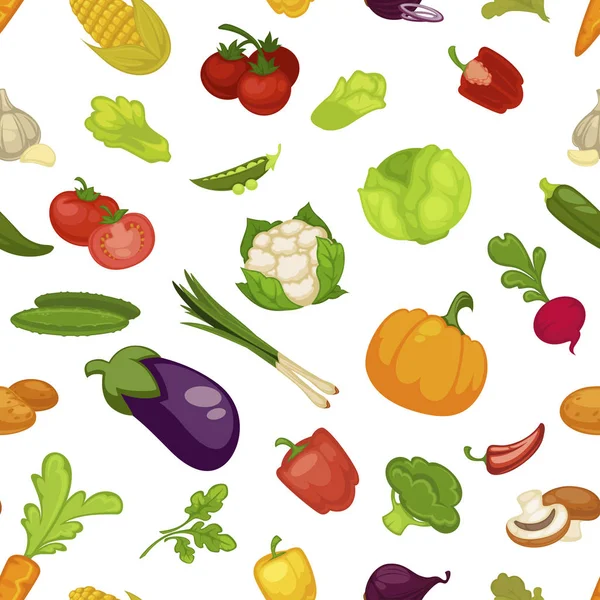 Gemüse Aubergine Und Kürbis Setzen Nahtlose Muster — Stockvektor