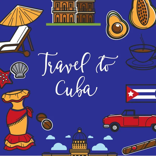 Подорож Куба Промо Плаката Державна Символіка — стоковий вектор