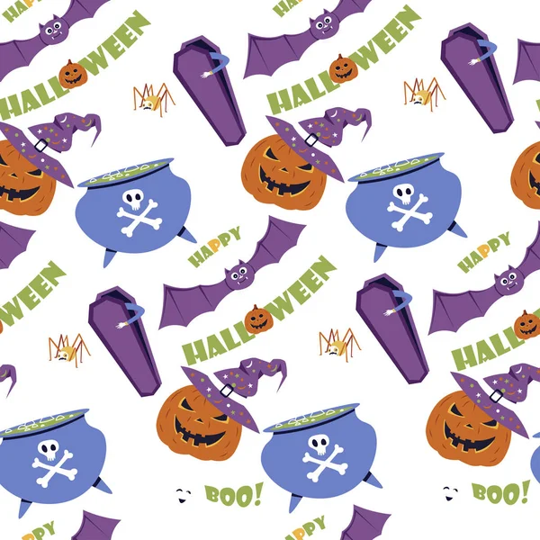 Halloween Kleurrijke Naadloze Patroon — Stockvector