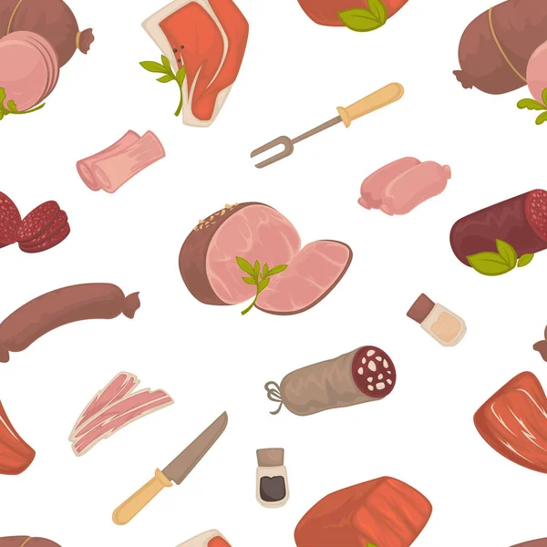 Hús Ételek Steak Kolbász Fűszer Üvegek — Stock Vector
