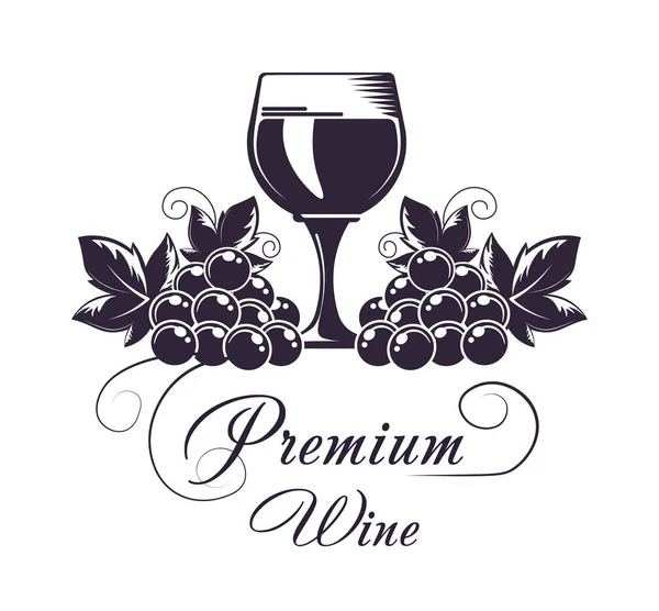 Premium Wine Club Monokrom Emblem — Stock vektor