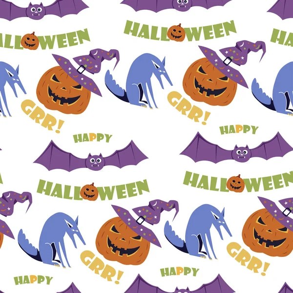 Halloween Kleurrijke Naadloze Patroon — Stockvector