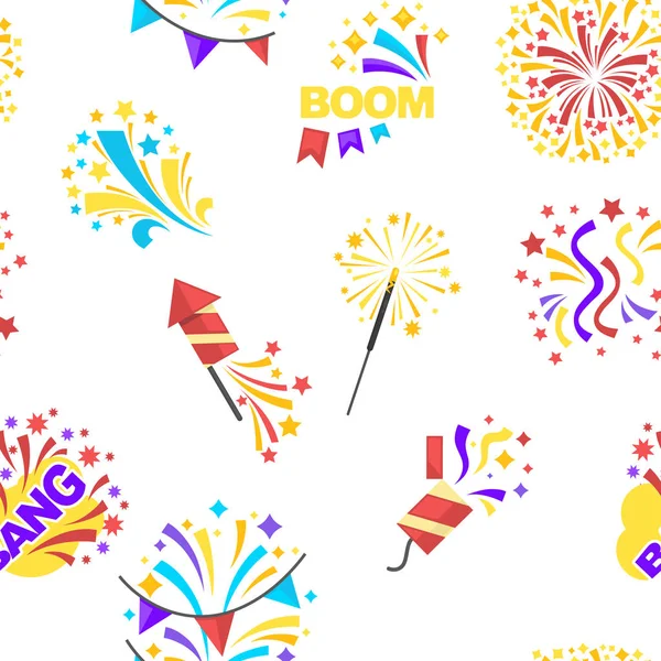 Bang Fête Célébration Motif Sans Couture Vacances — Image vectorielle
