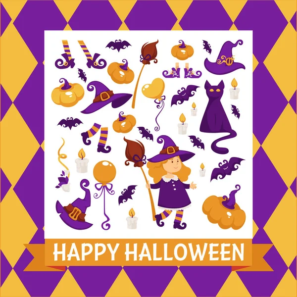 Affiche Halloween Sur Fond Blanc — Image vectorielle