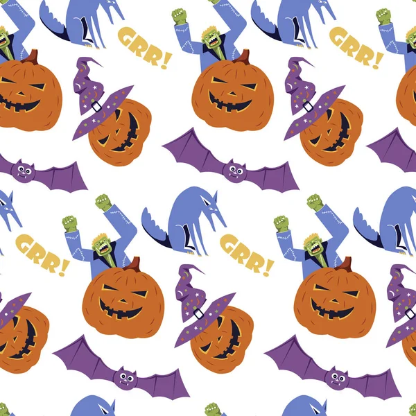 Halloween Motif Sans Couture Coloré — Image vectorielle