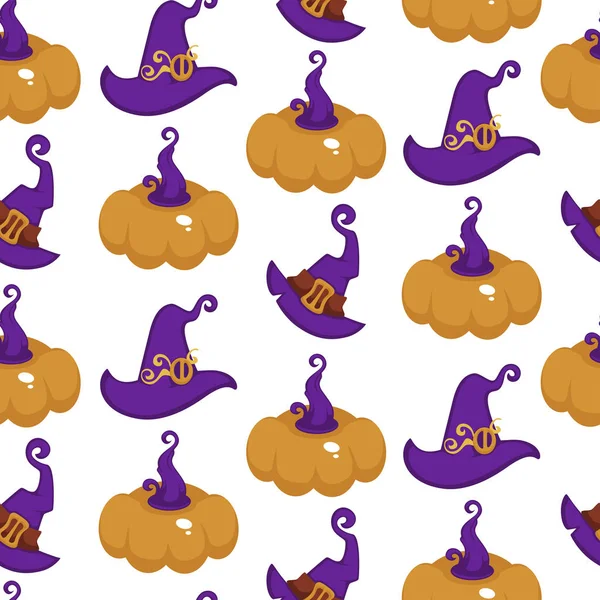 Halloween Symboles Vacances Événement Automne Modèle Sans Couture — Image vectorielle