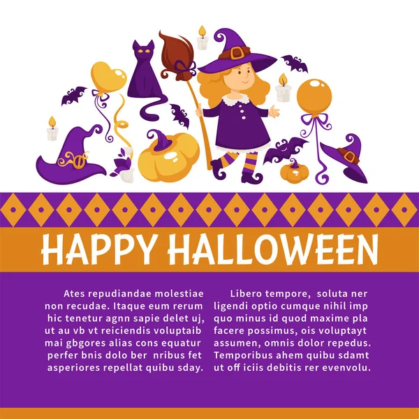 Halloween Banner Met Pictogrammen Halloween Thema — Stockvector