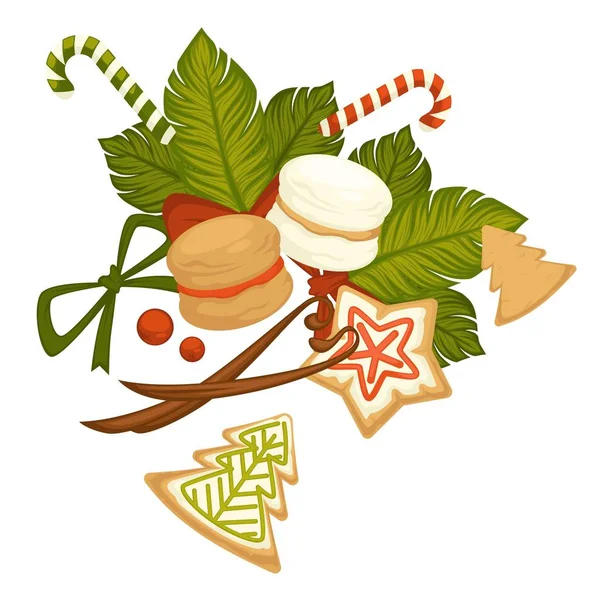 Feliz Natal Biscoitos Férias Inverno Doces — Vetor de Stock