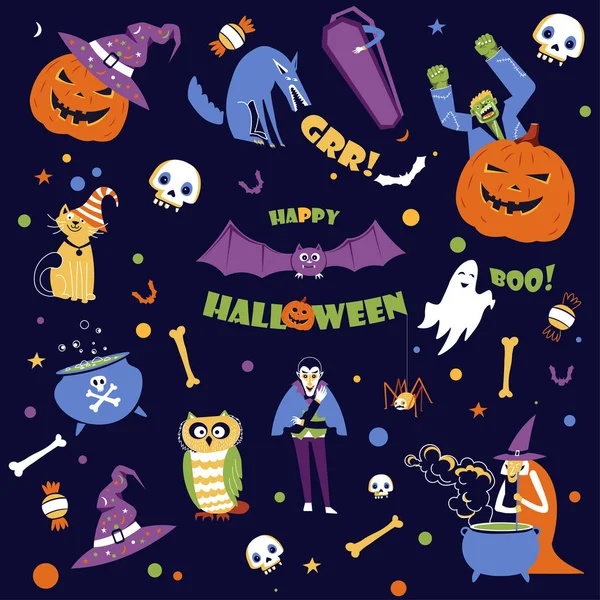 Vacances Halloween Événement Saisonnier Des Symboles Automne Automne — Image vectorielle