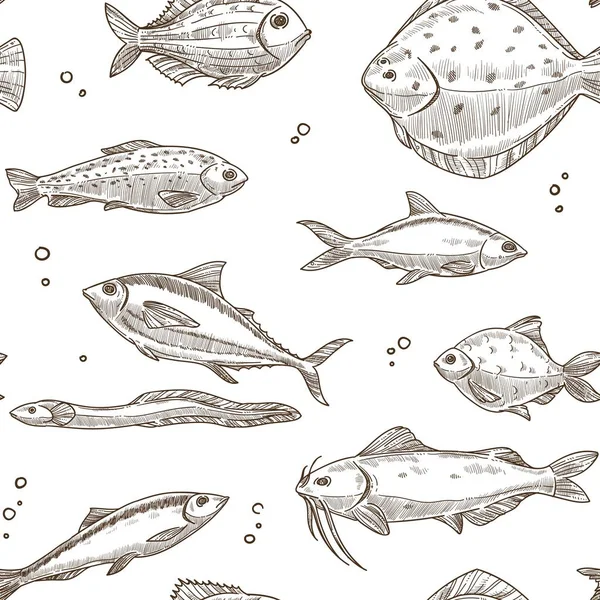 Modèle Croquis Poisson Comme Arrière Plan — Image vectorielle