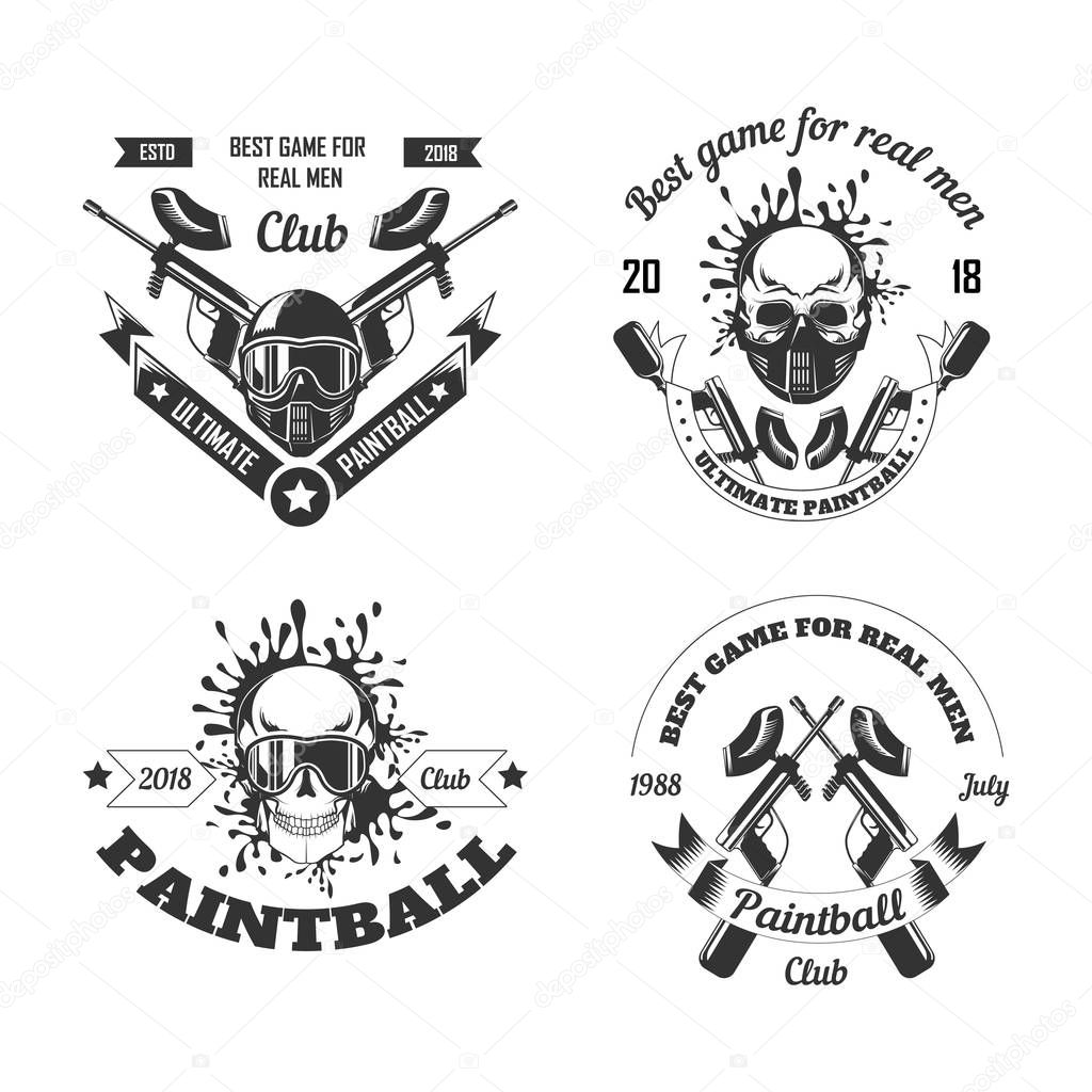 Paintball game sport club logo templates of gamer shooting target
