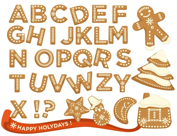 Boas Festas Natal Abc Letters Fonte Design Gráfico Sinais Forma — Vetor de Stock
