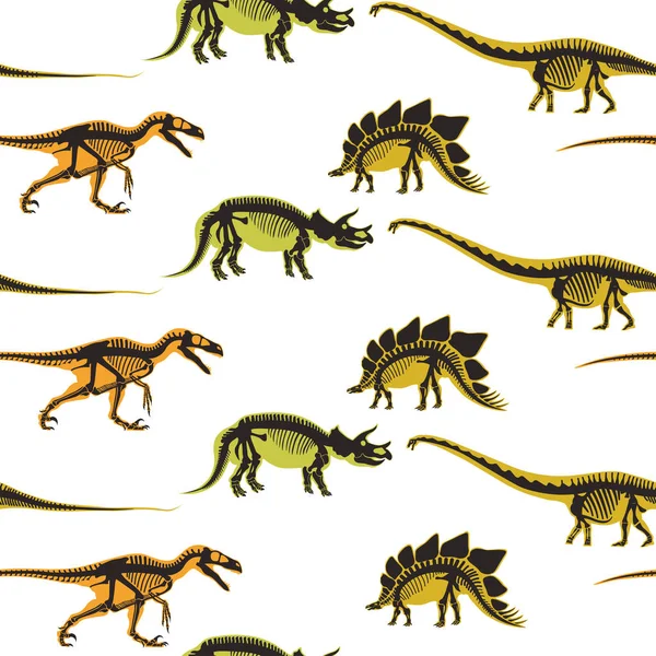 Beyaz Arka Plan Üzerinde Izole Dinozorlar Seamless Modeli — Stok Vektör