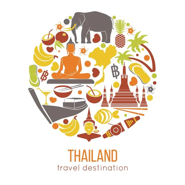 Reihe Von Thailändischen Reisesymbolen — Stockvektor