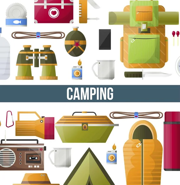 Camping Abenteuer Plakat Für Sommerlager Club Oder Pfadfinder Expedition — Stockvektor