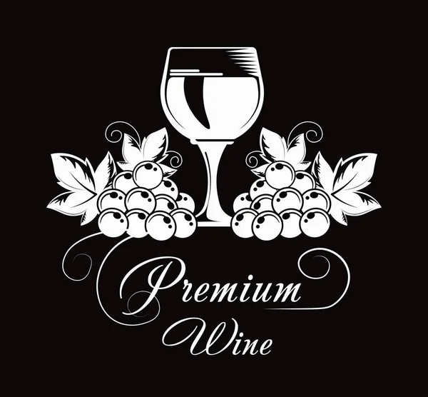 Premium Wine Club Monokrom Emblem — Stock vektor