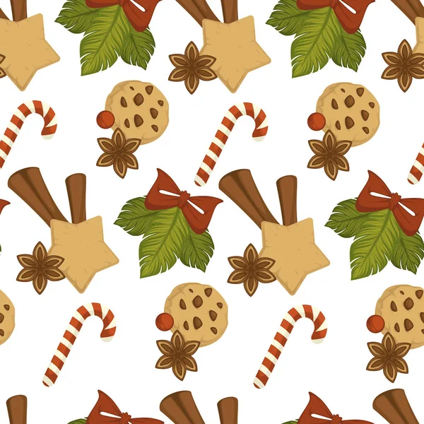 Frohe Weihnachten Gebackene Plätzchen Mit Schokolade Und Zimt — Stockvektor