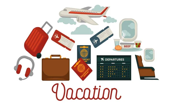 Travel Poster Holiday Vacation Summer Air Voyage — Stock Vector
