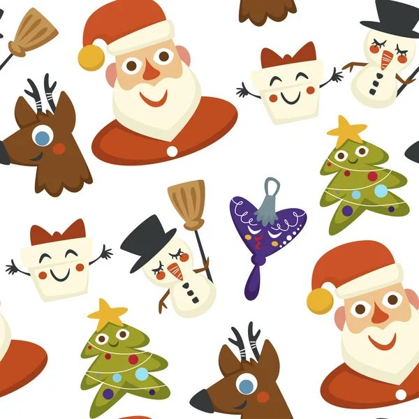 Vacaciones Invierno Navidad Símbolos Personajes Del Evento — Archivo Imágenes Vectoriales