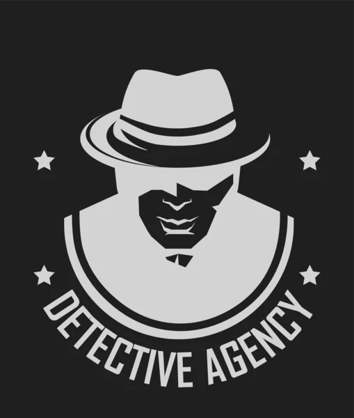 私立探偵のロゴの帽子の男 — ストックベクタ