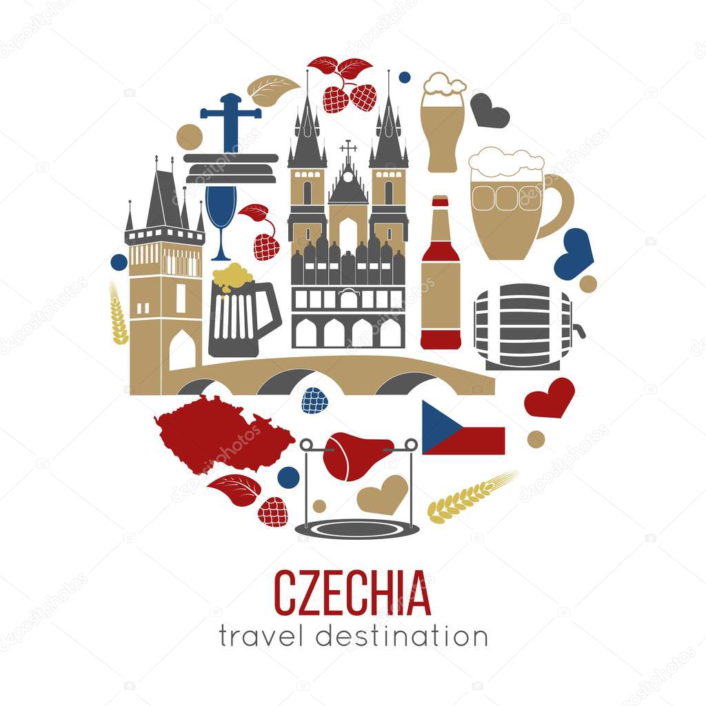 Czech Republic culture symbol set.