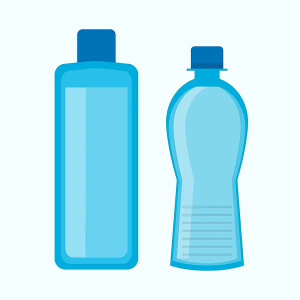 Plastic Flessen Water Collectie Blauwe Kleur Wit Wordt Geïsoleerd Vector — Stockvector