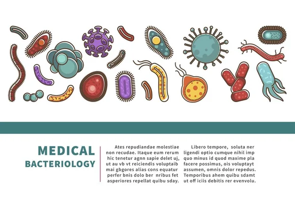 Infographics 과학에 바이러스 박테리아 포스터 바이러스 박테리아 생물학 연구에 디자인 — 스톡 벡터