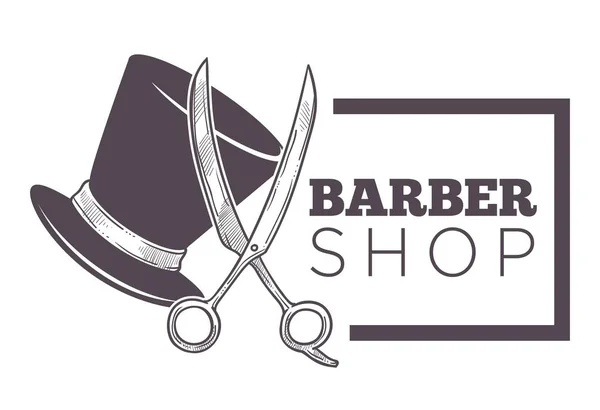 Barber Shop Label Izolované Černobílé Skici Osnovy Služba Pro Muže — Stockový vektor