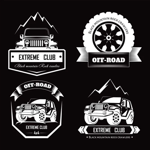 Road 4X4 Modelos Logotipo Clube Carros Extremos Símbolos Vectores Ícones —  Vetores de Stock