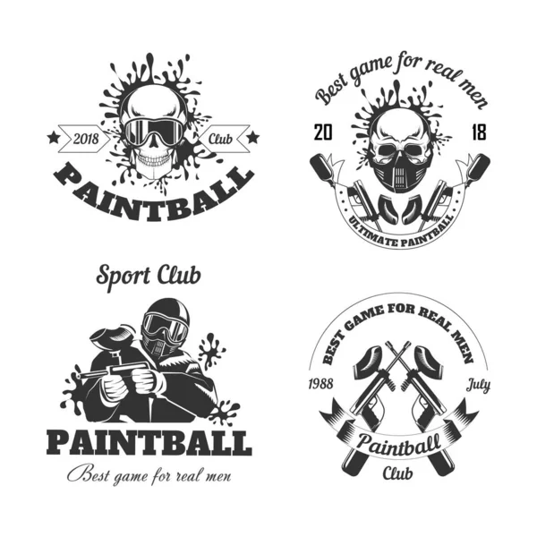 Jeu Paintball Club Sport Modèles Logo Joueur Tir Cible Pistolet — Image vectorielle