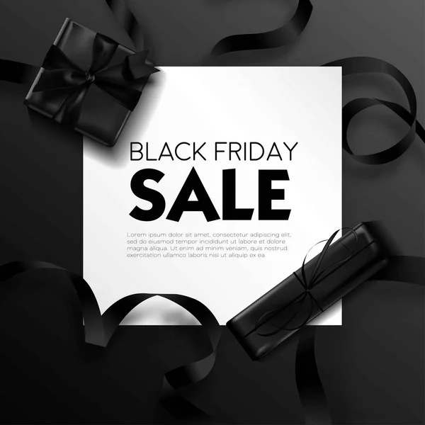 Black Friday Sale Poster Text Sample Presents Vector Gift Boxes — Stock Vector