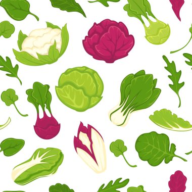 Salata marul ve lahana sebze sorunsuz vektör desen