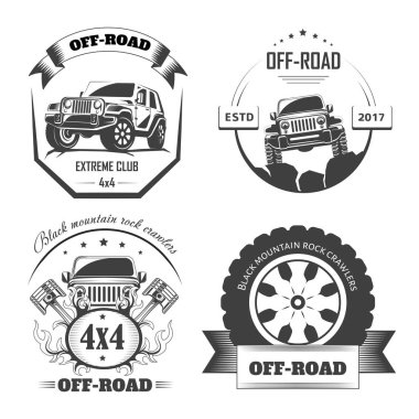 Off-Road 4 x 4 extreme araba kulübü logo şablonlar tasarım projeleri için