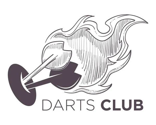 Dart Şampiyonası Turnuva Kroki Logo Vektör Simge — Stok Vektör