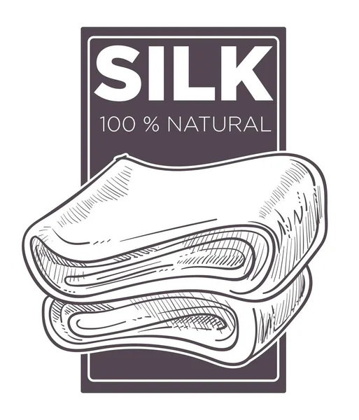 Silk Naturliga Hundra Procent Tyg Trasa Monokrom Skiss Disposition — Stock vektor