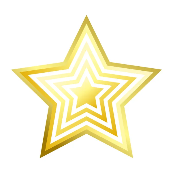 Сияющая Яркая Золотая Пятиконечная Звезда Изолированная Карикатурная Золотая Плоская Векторная — стоковый вектор