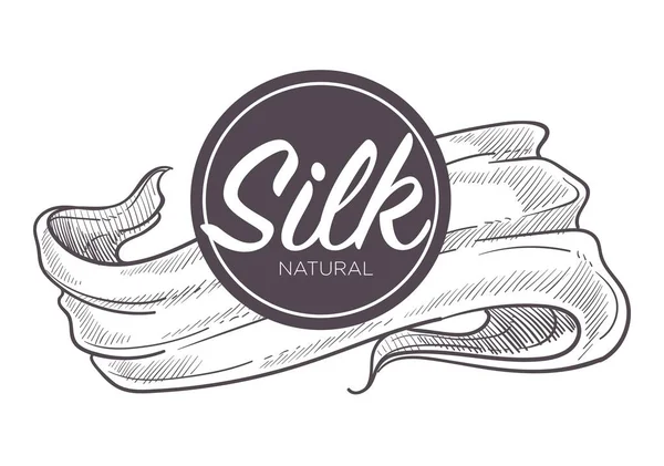 Silk Naturliga 100 Procent Tyg Tråd Affisch Med Texten Vektor — Stock vektor