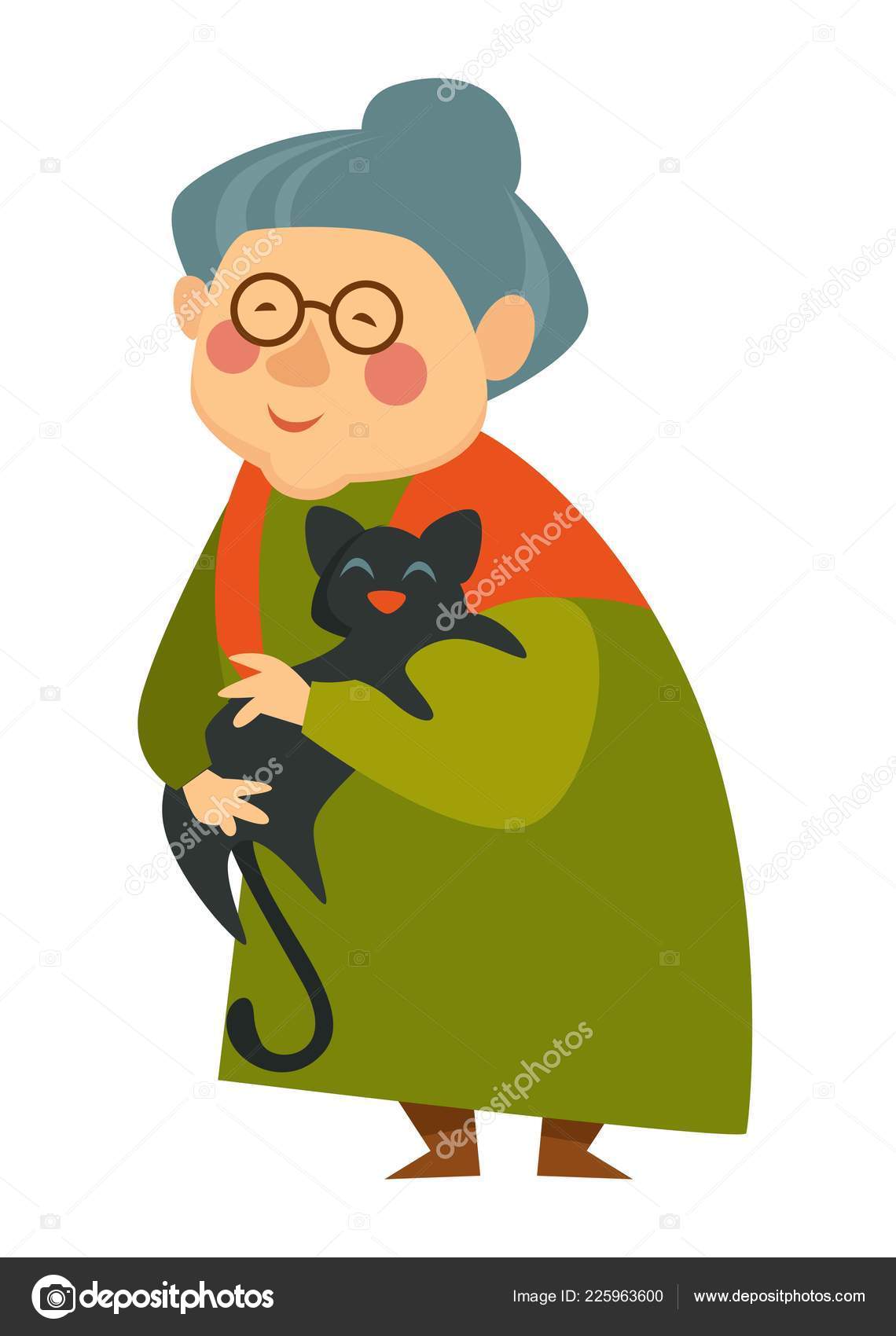 Old Woman Cuddling Cat Pensioner Lady Happy Pet Vector Icon Stock Vector  Image by ©Sonulkaster #225963600